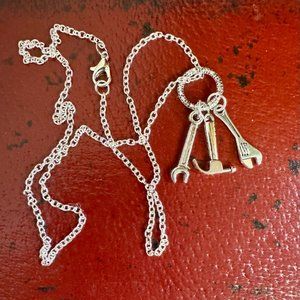 Unique 18" Handcrafted Necklace. Silver Chain w/Lobster Claw Claw Clasp & Charms